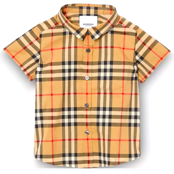 Burberry boys cotton button down shirt